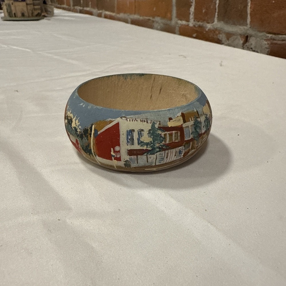 Hand Painted Bracelet Iowa Main Street Lincoln Highway Christmas Village On Wood